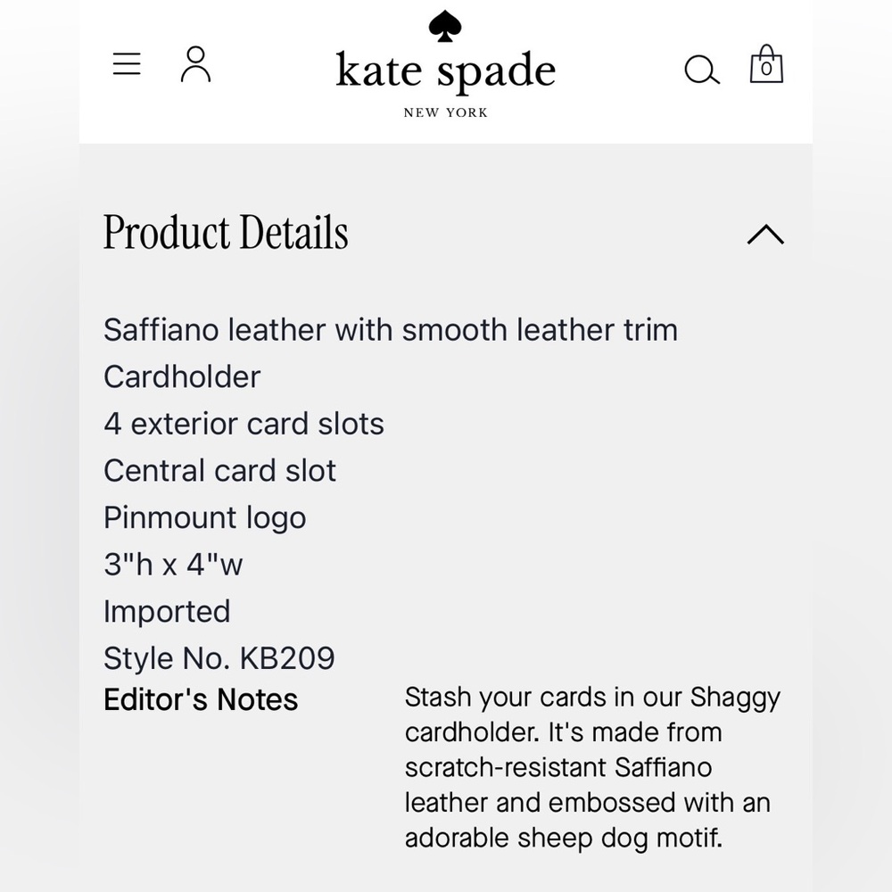 Kate Spade Shaggy Dog Saffiano Leather Card Holder NWT - Picture 7 of 7